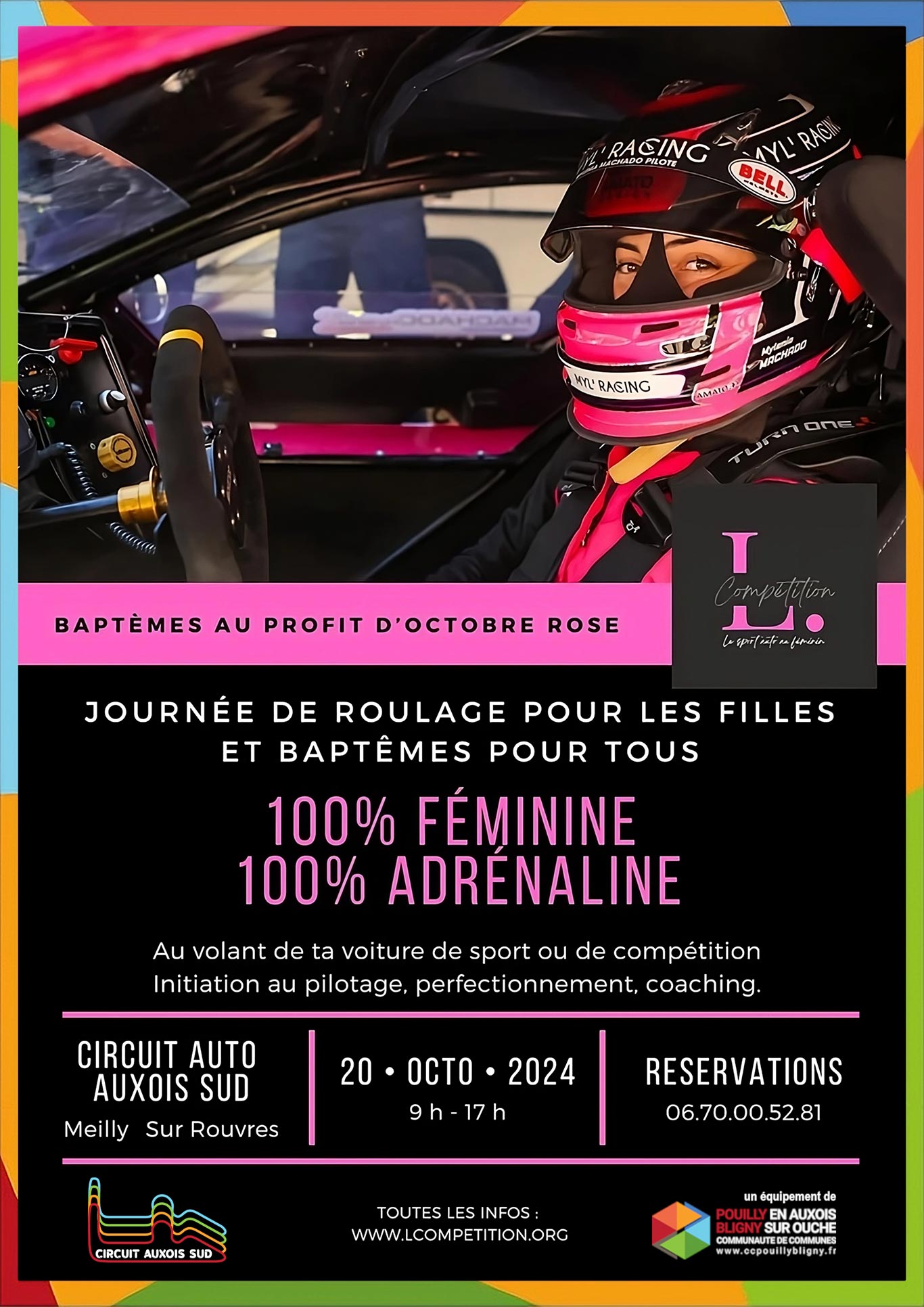 Affiche Octobre rose 2024 au Circuit de l'Auxois