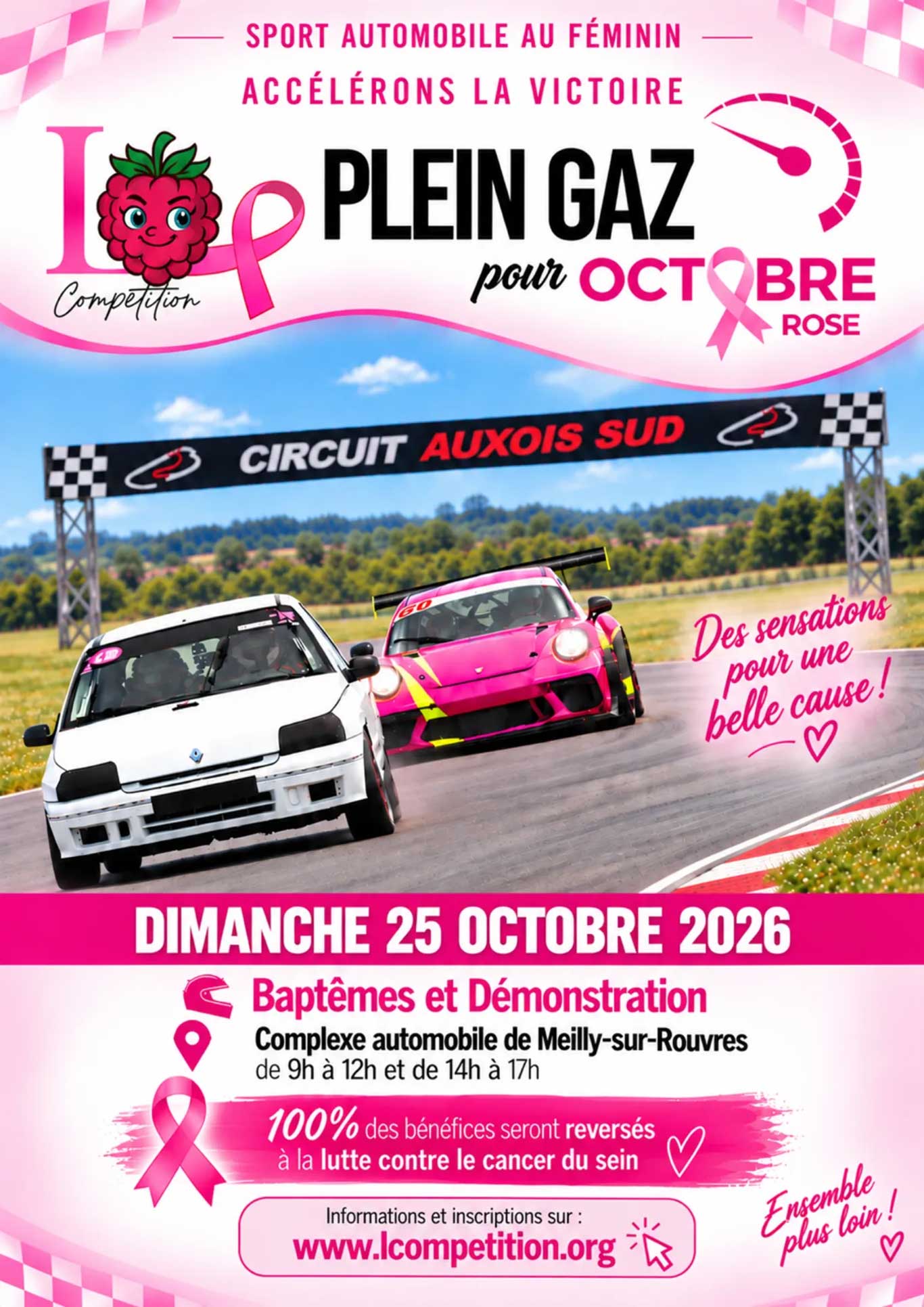 Affiche Octobre rose 2024 au Circuit de l'Auxois